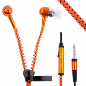 zipper earphones-orange